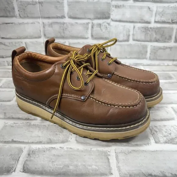 DIEHARD Sure Track Men's Size 10.5 Soft Toe Brown Leather Oxford Work Shoes